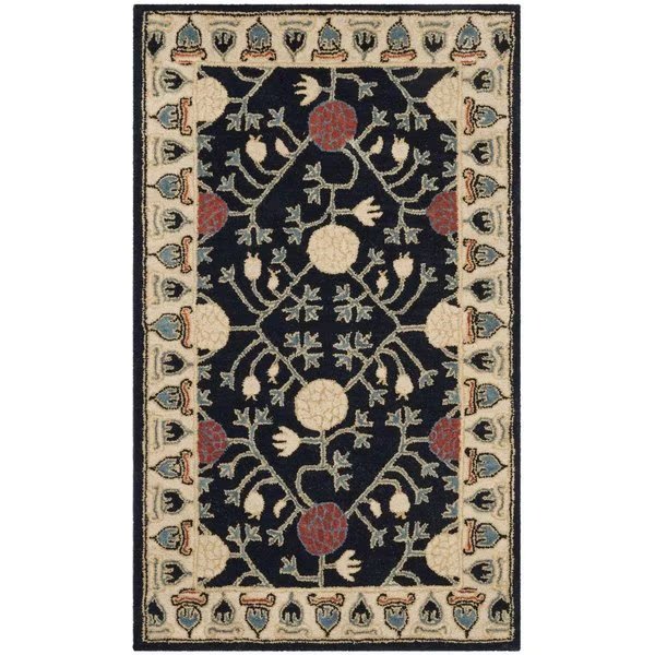 Heritage Hand Tufted Rectangle Rug, Navy and Ivory - 3 x 5 ft., Safavieh, Mfr#: HG740N-3